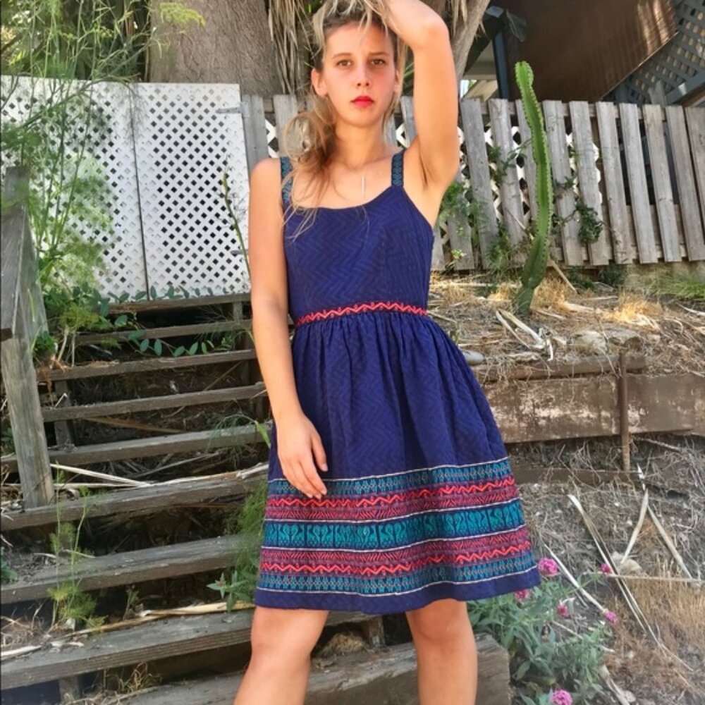 Anthropologie Anna Sui Sleeveless Embroidered Fit & Flare Dress 2